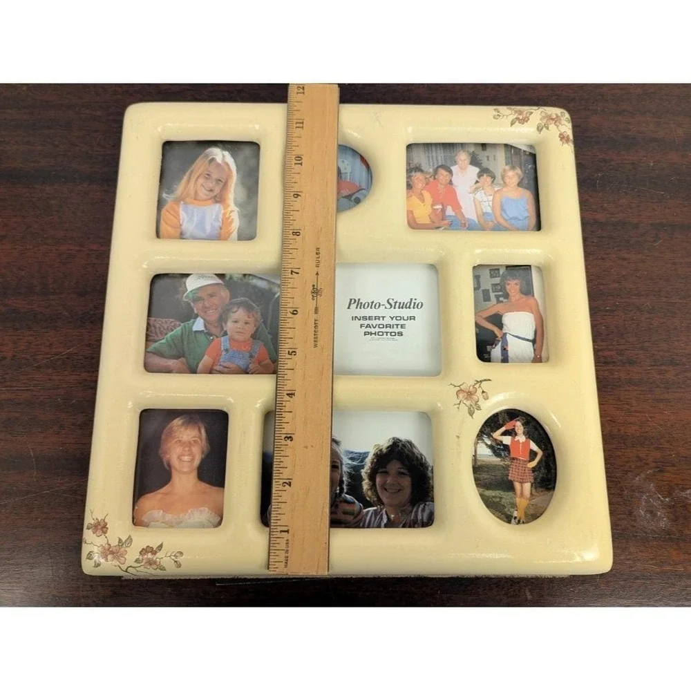 Vintage Photo-Studio Multi Opening Picture Frame 1977 Cream Floral Cottage Decor